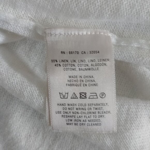 Knitted & Knotted linen cotton knit open front long cardigan white blue Medium - Picture 10 of 12